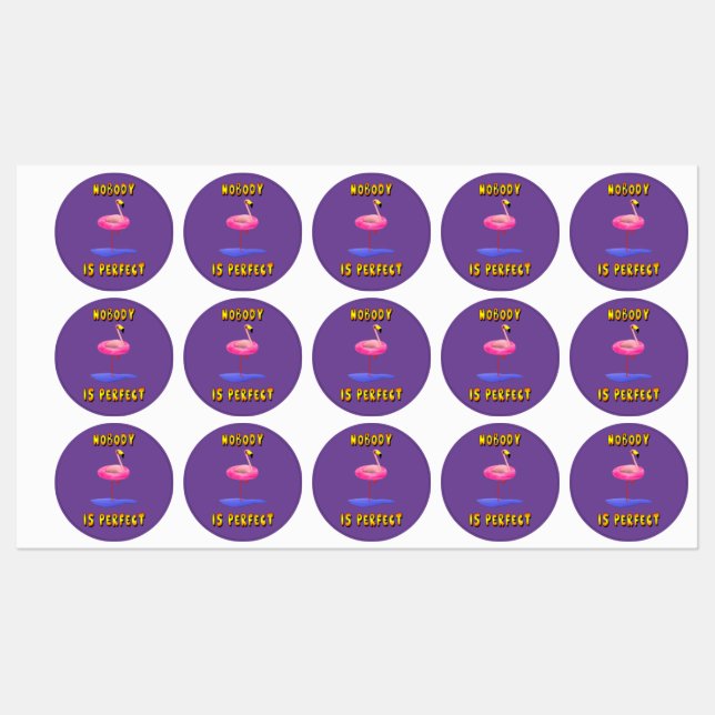 Funny flamingo with real swimming ring  labels (Sheet)