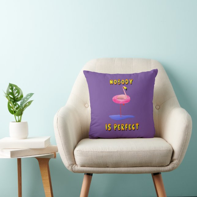 Funny flamingo with real swimming ring  throw pillow (Chair)