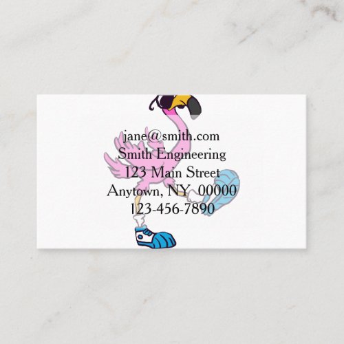 Funny Flamingo with sunglasses  choose back color Business Card