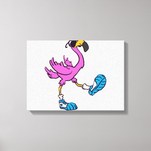 Funny Flamingo with sunglasses  choose back color Canvas Print