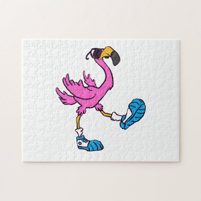 Funny Flamingo with sunglasses | choose back color Jigsaw Puzzle (Horizontal)
