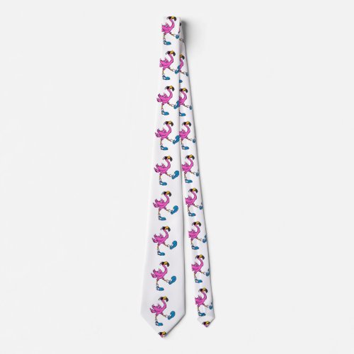 Funny Flamingo with sunglasses  choose back color Neck Tie