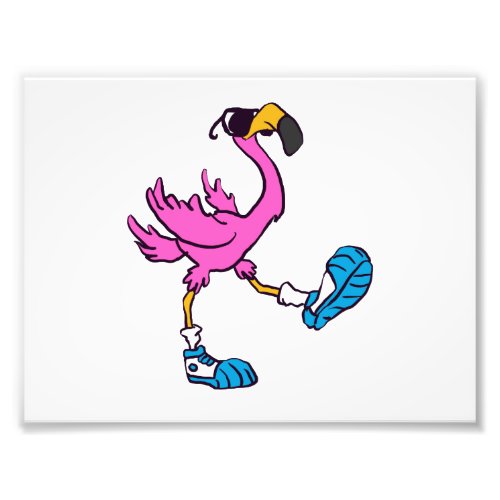 Funny Flamingo with sunglasses  choose back color Photo Print