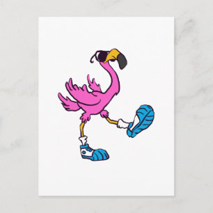 Funny Flamingo with sunglasses   choose back color Postcard