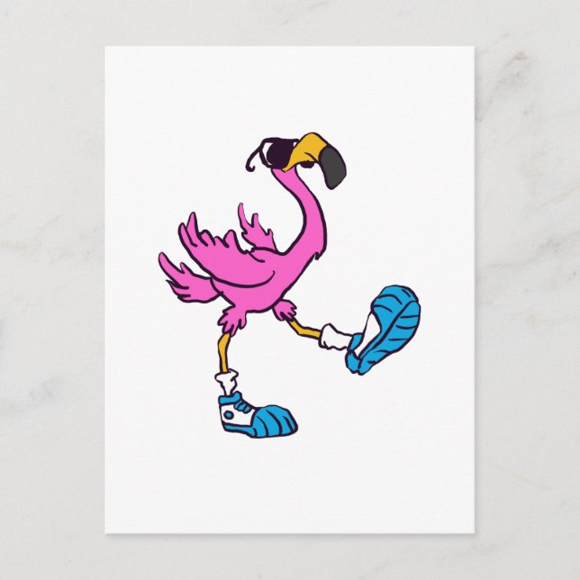 Funny Flamingo with sunglasses | choose back color Postcard (Front)