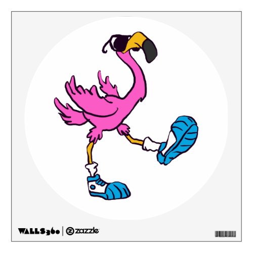 Funny Flamingo with sunglasses  choose back color Wall Decal