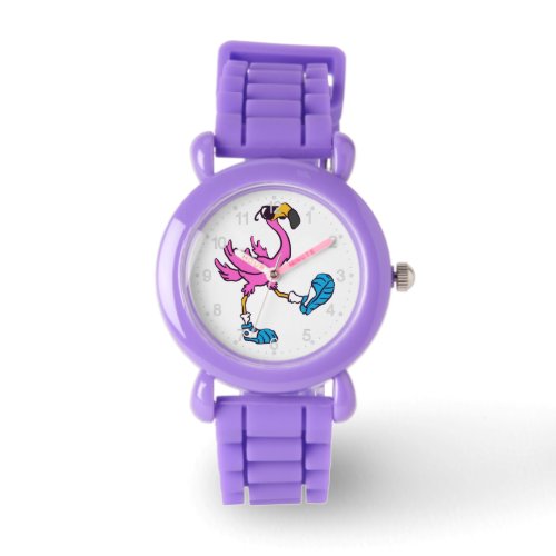 Funny Flamingo with sunglasses  choose back color Watch