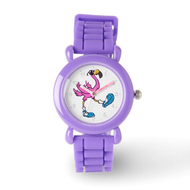 Funny Flamingo with sunglasses | choose back color Watch (Front)
