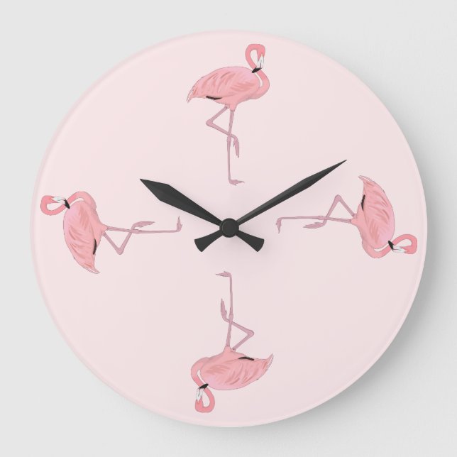 Funny Flamingos Coastal Home Accent Large Clock (Front)