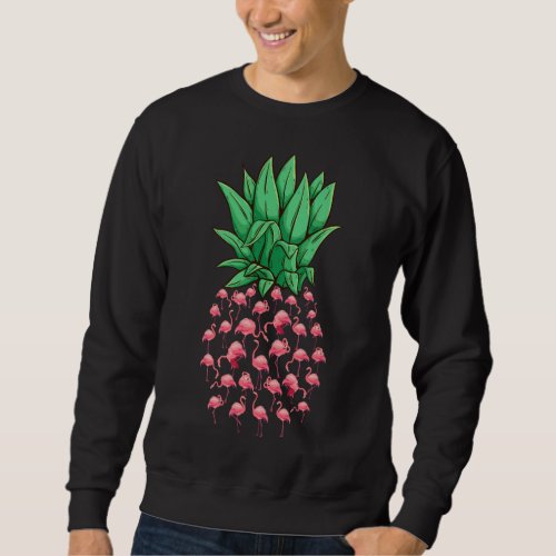 Funny Flamingos Pineapple Tropical Fruit Lover Sum Sweatshirt