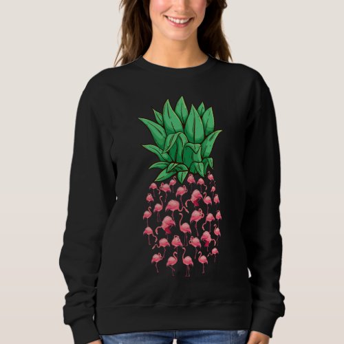Funny Flamingos Pineapple Tropical Fruit Lover Sum Sweatshirt