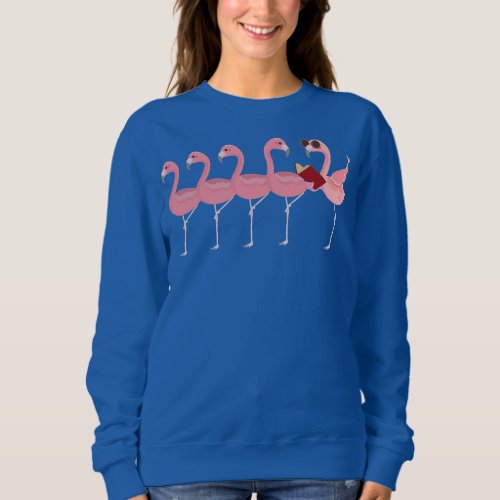 Funny Flamingos Reading Books Lovers Teachers Sweatshirt