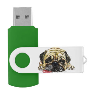 Funny Flash Drive with Pug Dog