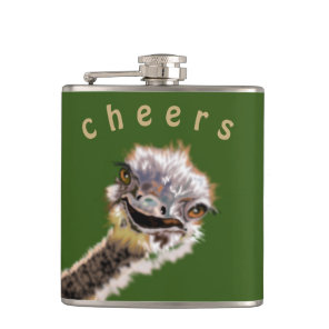 Funny Flask Cheers Playful Happy Ostrich - Smile