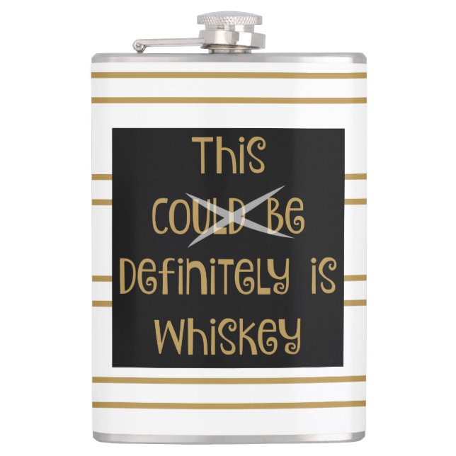 Funny Flask, this could be whiskey (black/gold) Flask (Front)