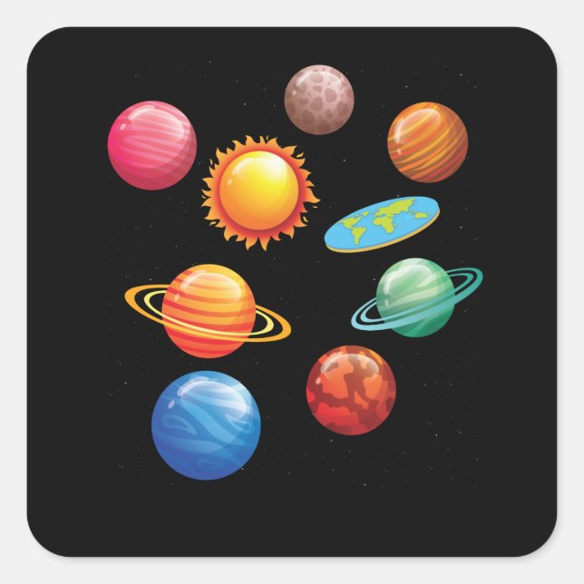 Funny Flat Earth Gift Men Women Flat Earth Square Sticker (Front)