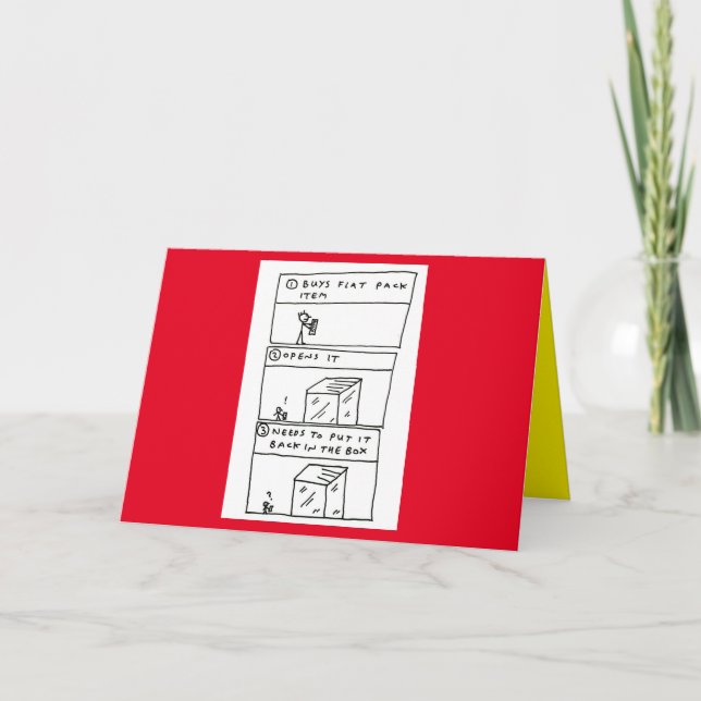 Funny Flat Pack Christmas Present Cartoon Holiday Card (Front)