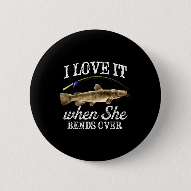 Funny Flathead Catfish Fishing Freshwater Fish Gra Button (Front)