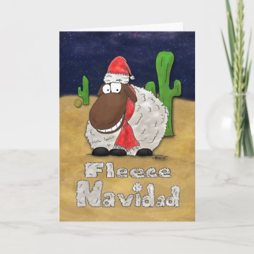 Funny Fleece Navidad Cartoon Sheep Christmas Card