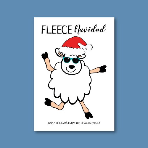 Funny Fleece Navidad Dancing Sheep Santa Christmas Holiday Card