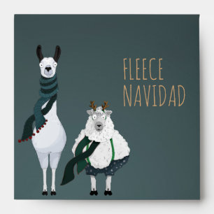 Funny Fleece Navidad Turquoise Grey Customizable Envelope