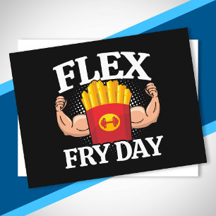 Funny Flex Friday Gym Fitness Quote French Fries Postcard