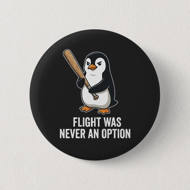 Funny Flightless Bird Penguin Design Button (Front)