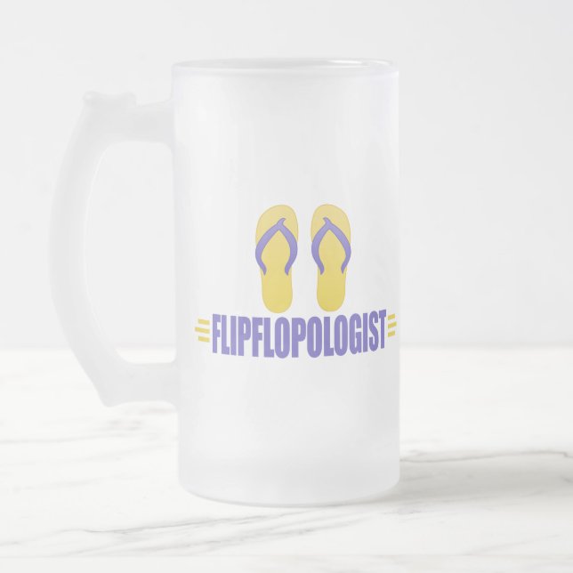 Funny Flip Flops Frosted Glass Beer Mug (Left)
