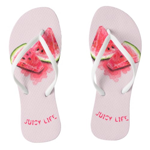 Funny Flip Flops with Sweet Juicy Watermelons