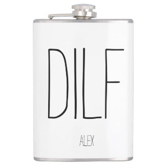 Funny Flirty DILF Hot Dad I'd Like To Custom Name Flask