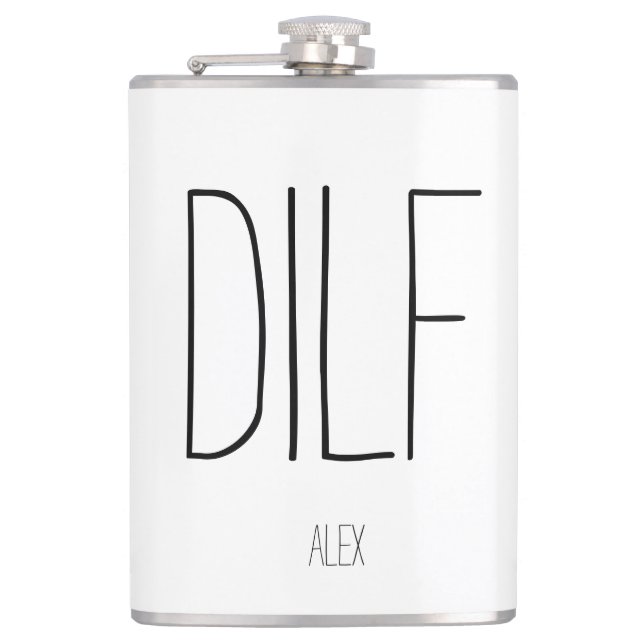 Funny Flirty DILF Hot Dad I'd Like To Custom Name Flask (Front)