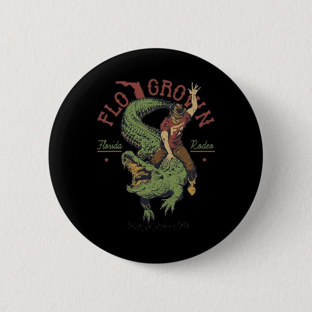Funny Flo Grown Florida Rodeo  Button (Front)