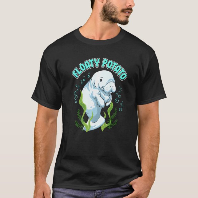 Funny Floaty Potato Manatee Cute Sea Cow Dugong T-Shirt (Front)