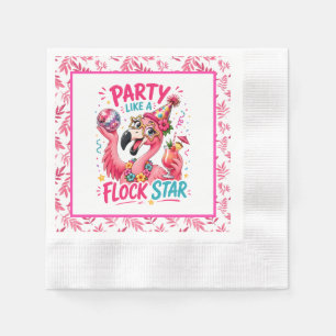 Funny flock star pink flamingo party napkins