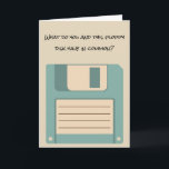Funny Floppy Computer Disk Retirement Card<br><div class="desc">Know a computer programmer, IT guy or other tech nerd who's ready for retirement? Wish him a happy retirement with this funny floppy disk greeting card. The text on the front and the inside of this card can easily be changed by typing your own message into the template fields. It...</div>
