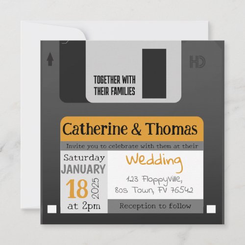 Funny Floppy Disk 80s 90s Wedding Invitation