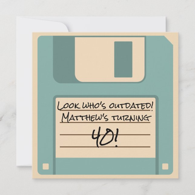 Funny Floppy Disk Outdated Party Invitation (Front)