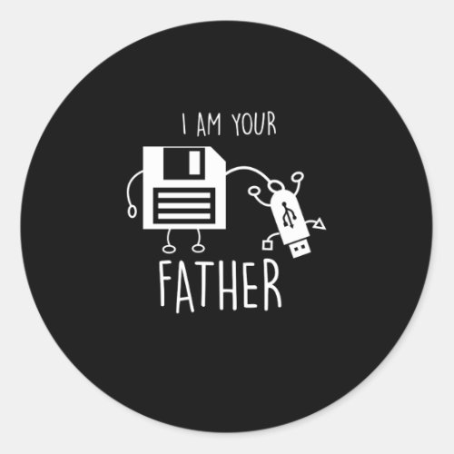 Funny Floppy Disk to USB I Am Your Father Classic Round Sticker