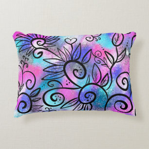 Funny floral art accent pillow