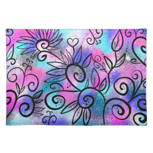 Funny floral art cloth placemat