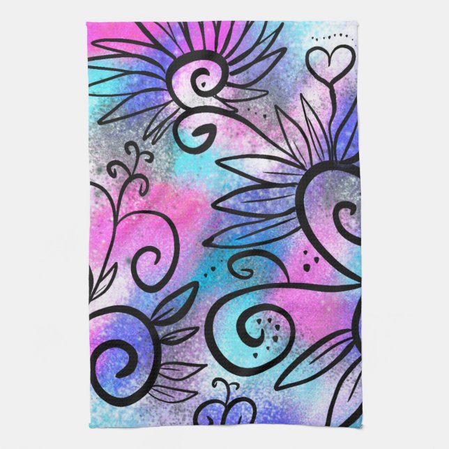 Funny floral art kitchen towel (Vertical)