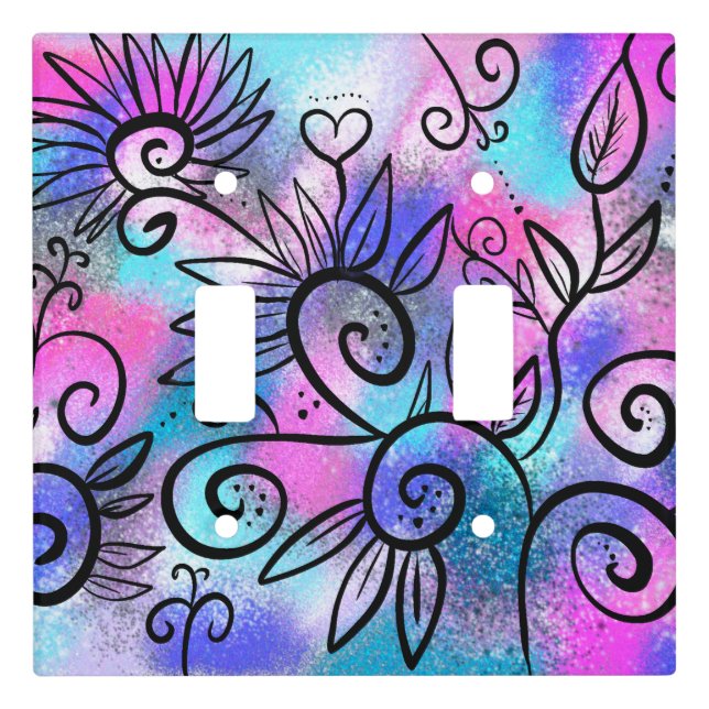 Funny floral art light switch cover (Front)