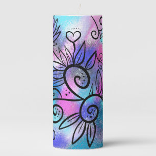 Funny floral art pillar candle