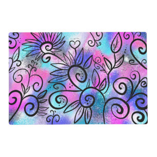 Funny floral art placemat