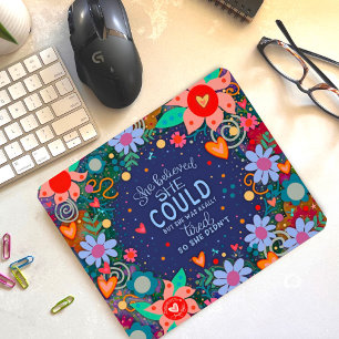 Funny Floral Cheerful Believed Tired Quote Mouse Pad