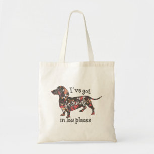 Funny Floral Doxie Tote Bags