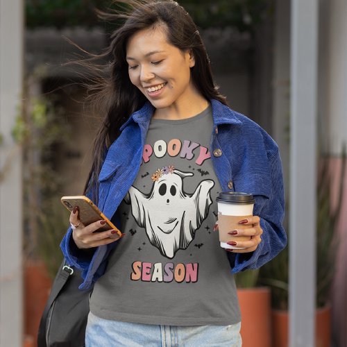 Funny Floral Ghost Spooky Season T_Shirt