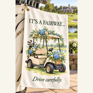 Funny Floral Golf Towel Hydrangea Golf Cart