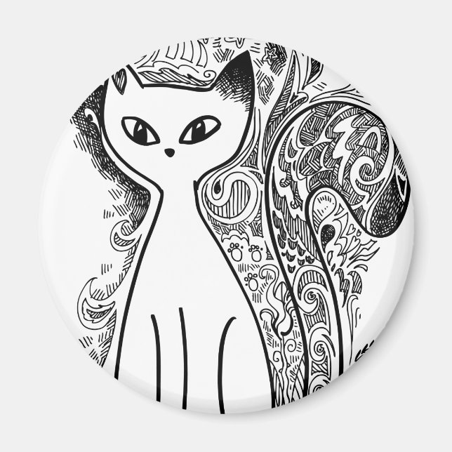 Funny floral pattern cats magnet (Front)