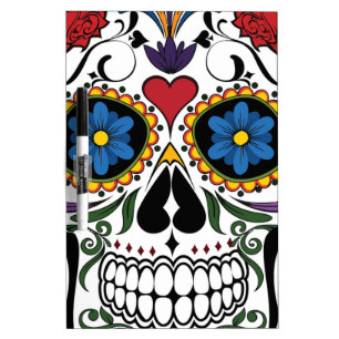 Funny Floral Skull Dry-Erase Board
